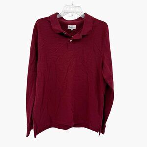 NEW Goodfellow & Co Ribbed Long Sleeve Polo Shirt - Maroon - Size Large